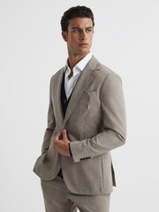 Reiss Light Brown Rope Single Breasted Textured Slim Fit Blazer - Image 7 of 12
