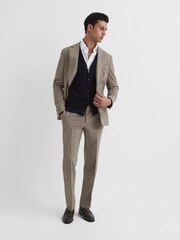 Reiss Light Brown Rope Single Breasted Textured Slim Fit Blazer - Image 8 of 12