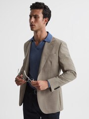 Reiss Light Brown Rope Single Breasted Textured Slim Fit Blazer - Image 9 of 12