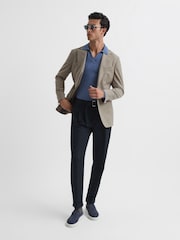 Reiss Light Brown Rope Single Breasted Textured Slim Fit Blazer - Image 10 of 12