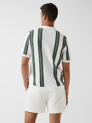 Reiss | Che White/Sage Ricco Open Collar Striped Polo T-Shirt - Image 5 of 7