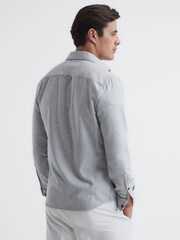 Reiss Grey Melange Chase Brushed Twin Pocket Overshirt - Image 5 of 7