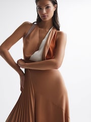 Reiss Neutral Anise Colourblock Midi Dress - Image 3 of 7