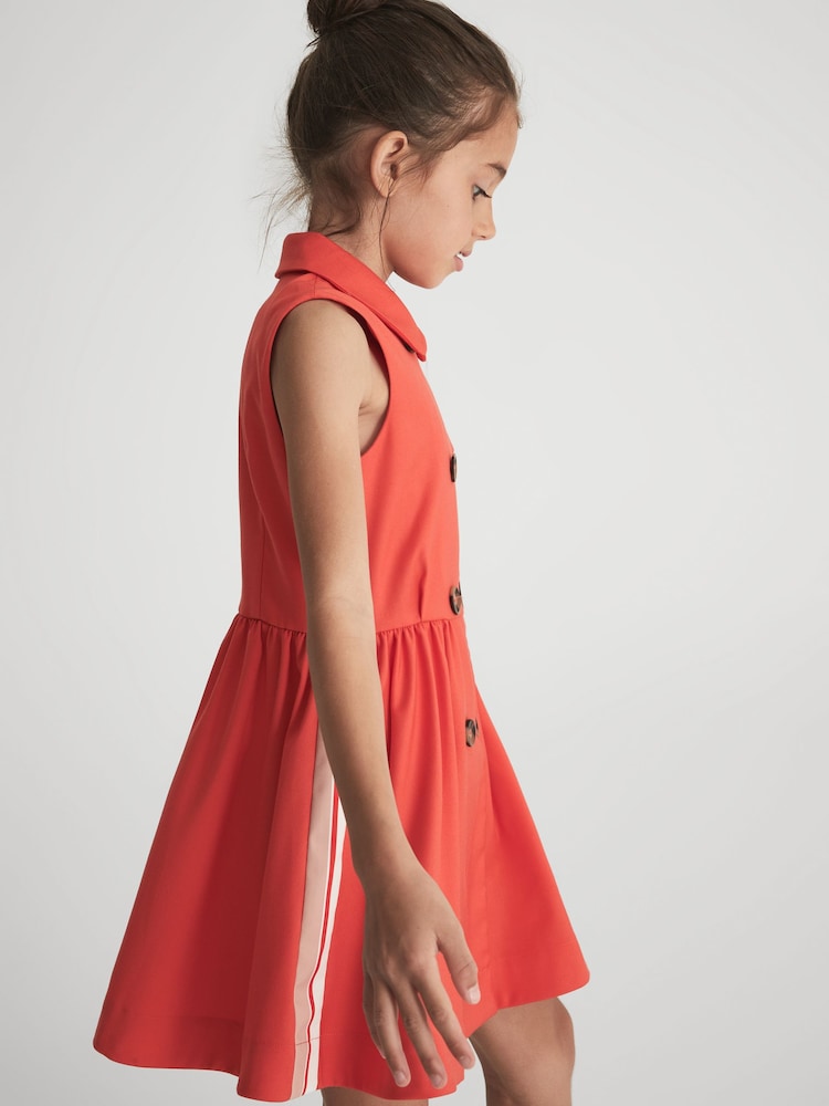 Reiss Coral Mona Senior Sleeveless Button Detail Dress - Image 1 of 7