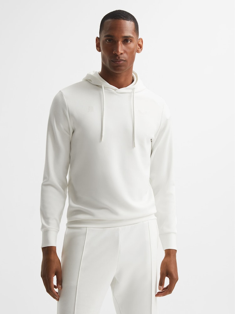 Reiss White Castore - Finlay Castore Bonded Jersey Hoodie - Image 1 of 5
