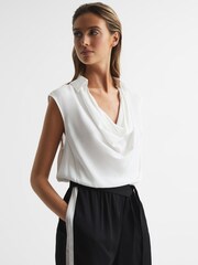 Reiss Black/Ivory Allie Regular Colourblock Shirt Jumpsuit - Image 3 of 7