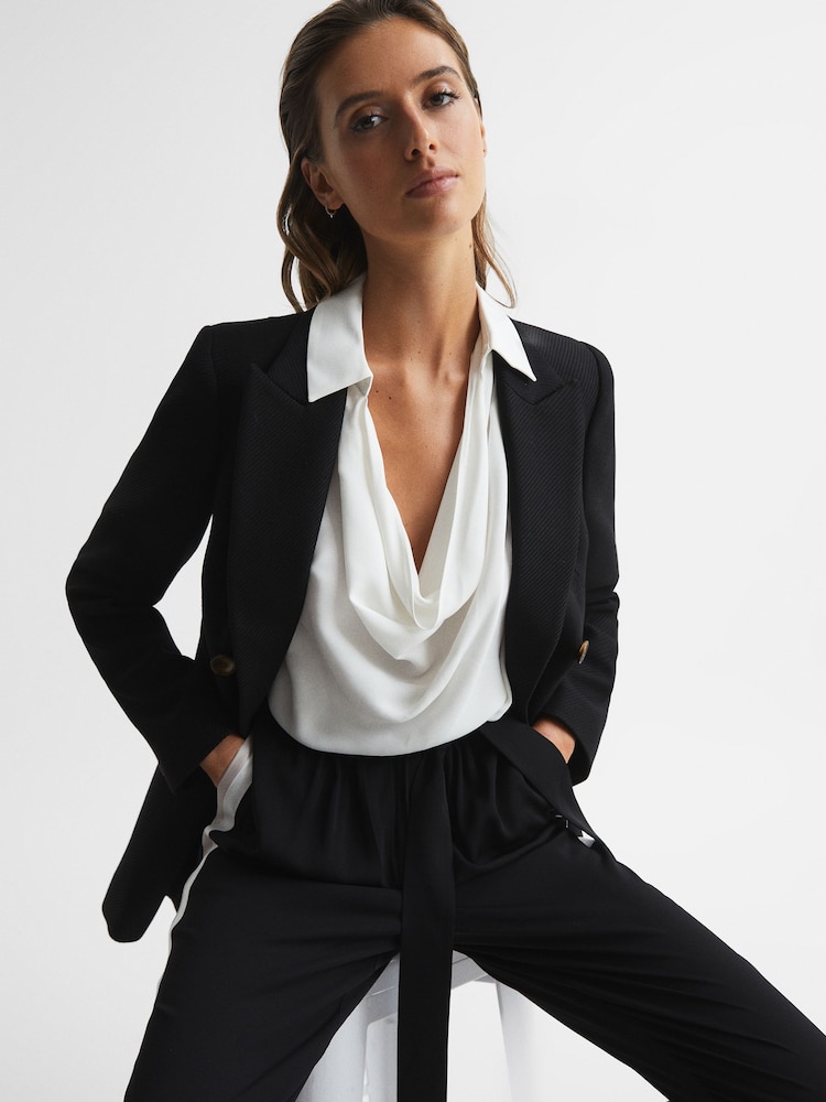 Reiss Black/Ivory Allie Regular Colourblock Shirt Jumpsuit - Image 5 of 5 Reiss Black/Ivory Allie Regular Colourblock Shirt Jumpsuit - Image 5 of 5