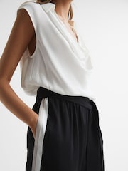 Reiss Black/Ivory Allie Regular Colourblock Shirt Jumpsuit - Image 6 of 7