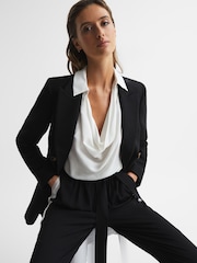 Reiss Black/Ivory Allie Regular Colourblock Shirt Jumpsuit - Image 7 of 7