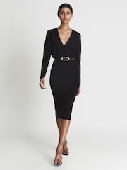 Шерстяное платье миди с присборенными рукавами Blend Reiss Jenna - Изображение 3 из 7