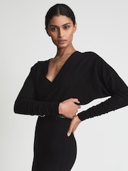 Шерстяное платье миди с присборенными рукавами Blend Reiss Jenna - Изображение 4 из 7