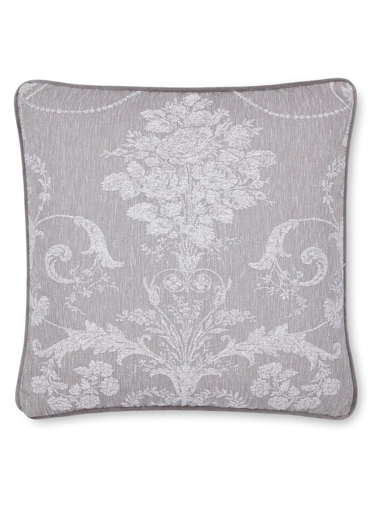Laura Ashley Steel Grey Josette Woven Velvet Cushion - Image 2 of 2