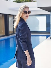 Pure Collection Blue Laundered 100% Linen Blazer - Image 4 of 4