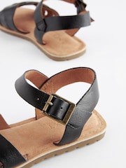 Black Wide Fit (G) Woven Leather Sandals - Image 3 of 4