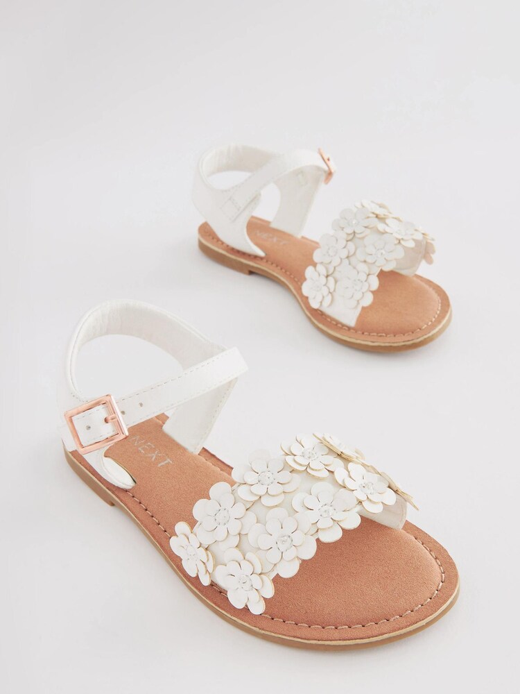 White Flower Detail Sandals - Image 1 of 4