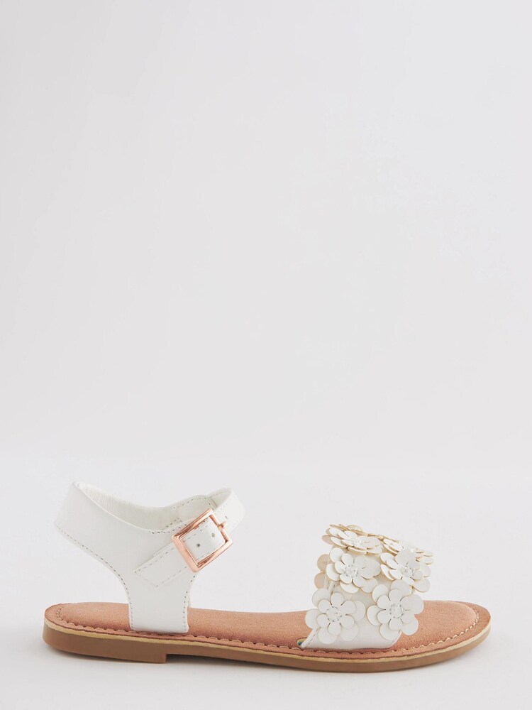 White Flower Detail Sandals - Image 2 of 4