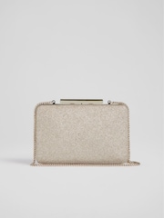 LK Bennett Champagne Gold Dotty Champagne Glitter Box Clutch - Image 1 of 3