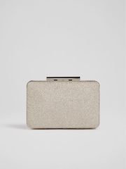 LK Bennett Champagne Gold Dotty Champagne Glitter Box Clutch - Image 2 of 3