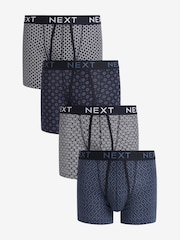 Blue Dark Geometric A-Front Boxers 4 Pack - Image 1 of 3