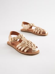 Gold Shimmer Leather Fisherman Sandals - Image 1 of 5