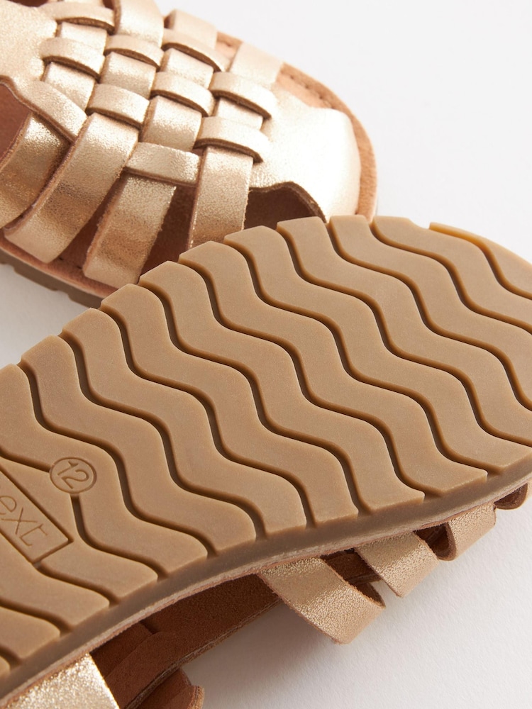 Gold Shimmer Leather Fisherman Sandals - Image 5 of 5