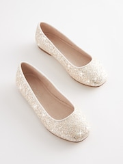 Ivory Glitter Square Toe Occasion Ballet Shoes - Image 1 of 4