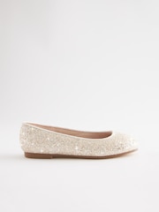 Ivory Glitter Square Toe Occasion Ballet Shoes - Image 2 of 4