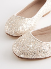 Ivory Glitter Square Toe Occasion Ballet Shoes - Image 3 of 4