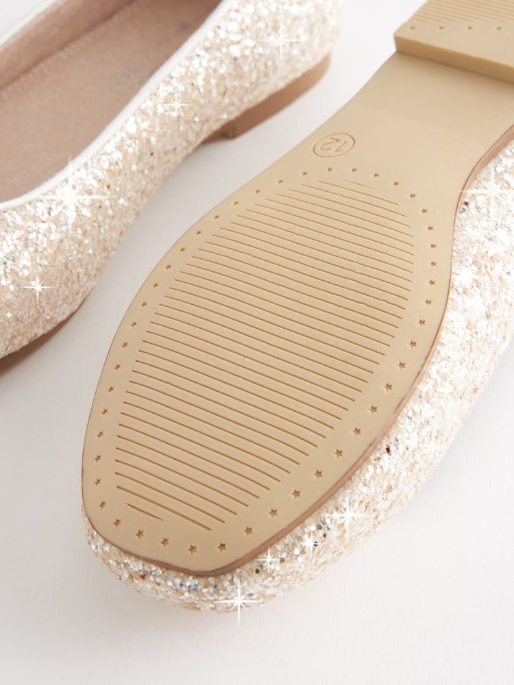 Ivory Glitter Square Toe Occasion Ballet Shoes - Image 4 of 4