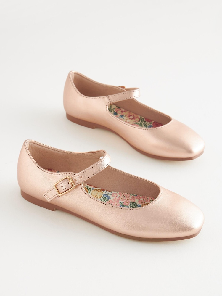 Rose Gold Metallic Square Toe Mary Jane Shoes - Image 1 of 5