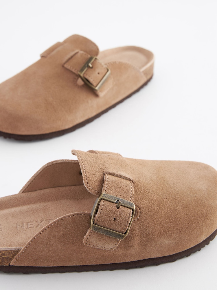 Tan Brown Suede Slip-On Clogs - Image 4 of 5
