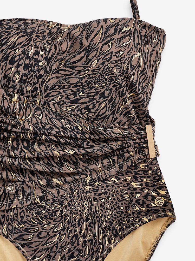Seaspray Ava Bandeau-Badeanzug mit Wickeldesign und Animalprint, Braun - Bild 2 von 2 Seaspray Ava Bandeau-Badeanzug mit Wickeldesign und Animalprint, Braun - Bild 2 von 2
