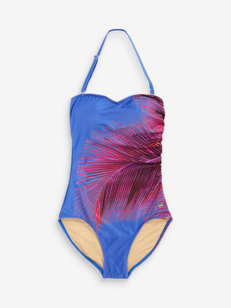 Seaspray Pink Florence Palm Bandeau Tummy Control Swimsuit - Image 2 of 2