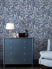 Laura Ashley Midnight Blue Summerhill A4 Wallpaper Sample - Image 1 of 2
