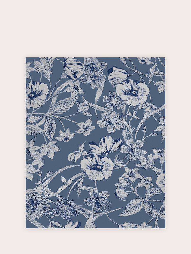 Laura Ashley Midnight Blue Summerhill A4 Wallpaper Sample - Image 2 of 2
