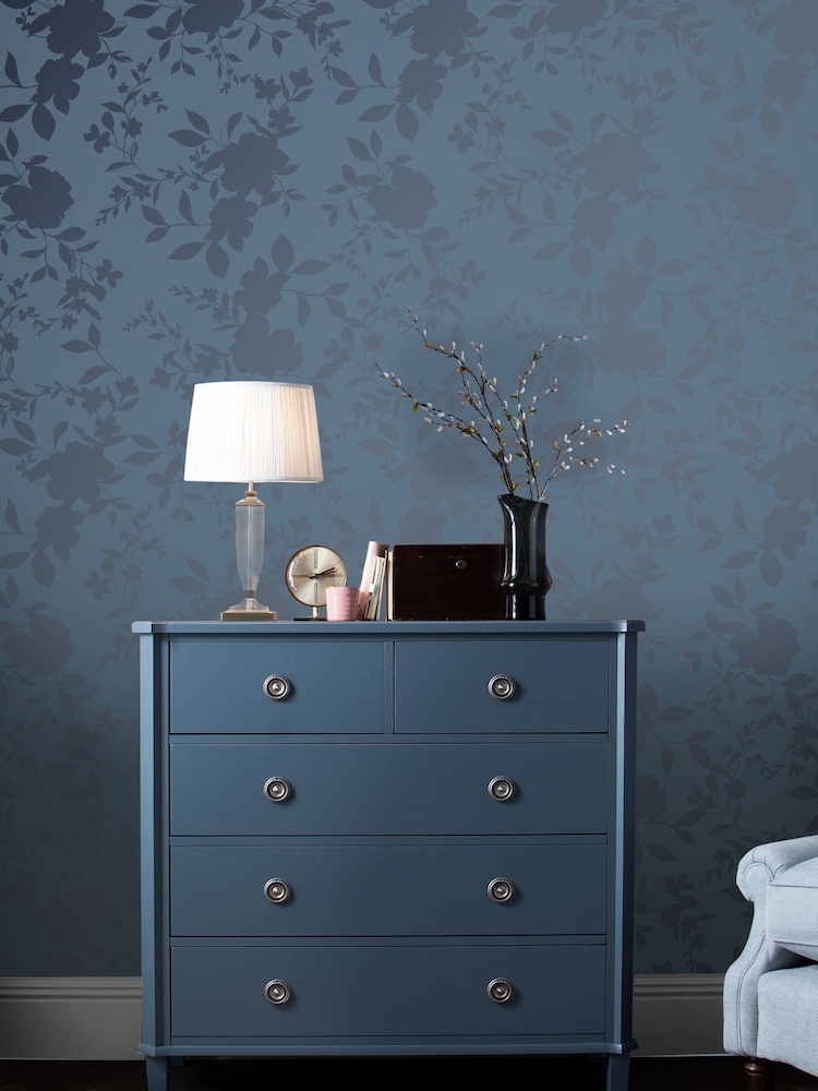 Laura Ashley Midnight Blue Westbourne A4 Wallpaper Sample - Image 1 of 2
