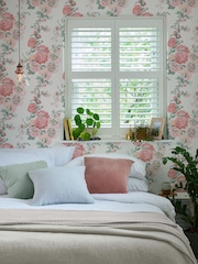 Laura Ashley Coral Pink Hollyhock A4 Wallpaper Sample - Image 1 of 2