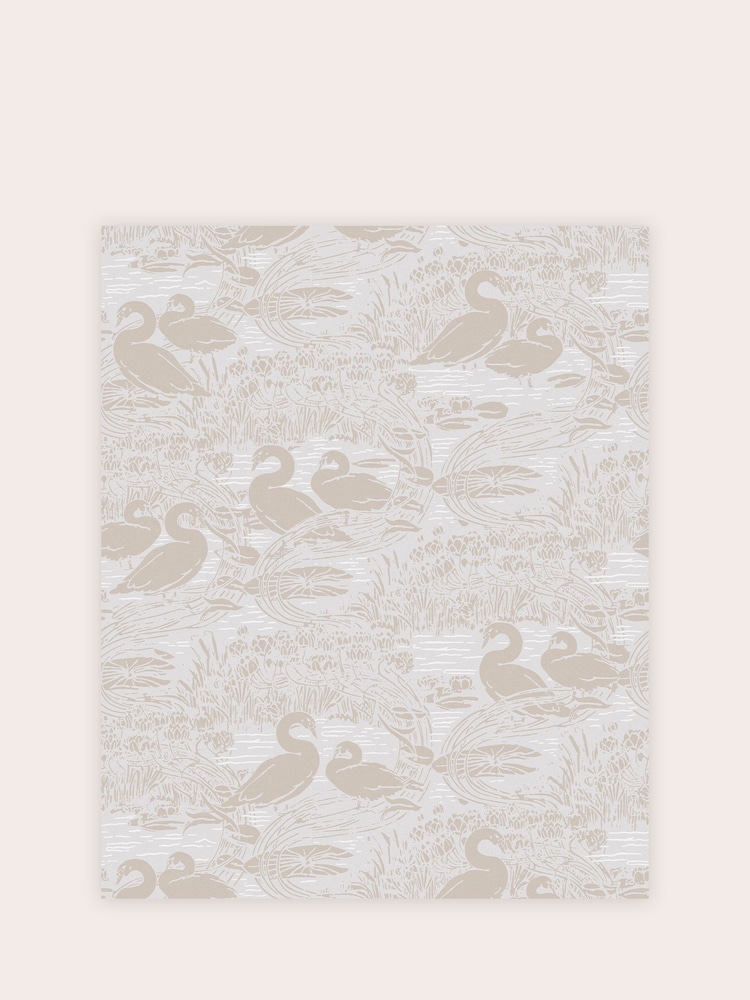Laura Ashley Dove Grey Swans A4 Wallpaper Sample - Image 2 of 2
