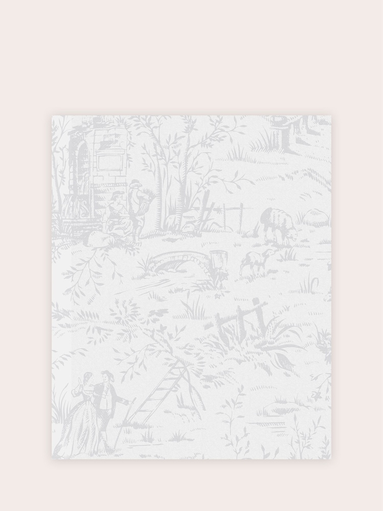 Laura Ashley Sugared Grey Toile de Joy A4 Wallpaper Sample - Image 2 of 2