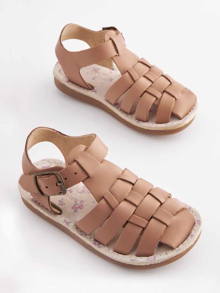 Tan Brown Standard Fit (F) Fisherman Leather Sandals - Image 1 of 4