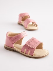 Pink Standard Fit (F) Adjustable Strap Scallop Sandals - Image 2 of 5
