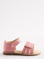 Pink Standard Fit (F) Adjustable Strap Scallop Sandals - Image 3 of 5