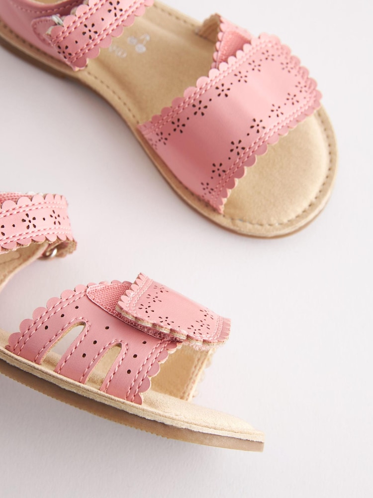 Pink Standard Fit (F) Adjustable Strap Scallop Sandals - Image 5 of 5