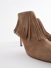 Taupe Signature Leather Forever Comfort Western Cowboy Fringe Boots - Image 9 of 9