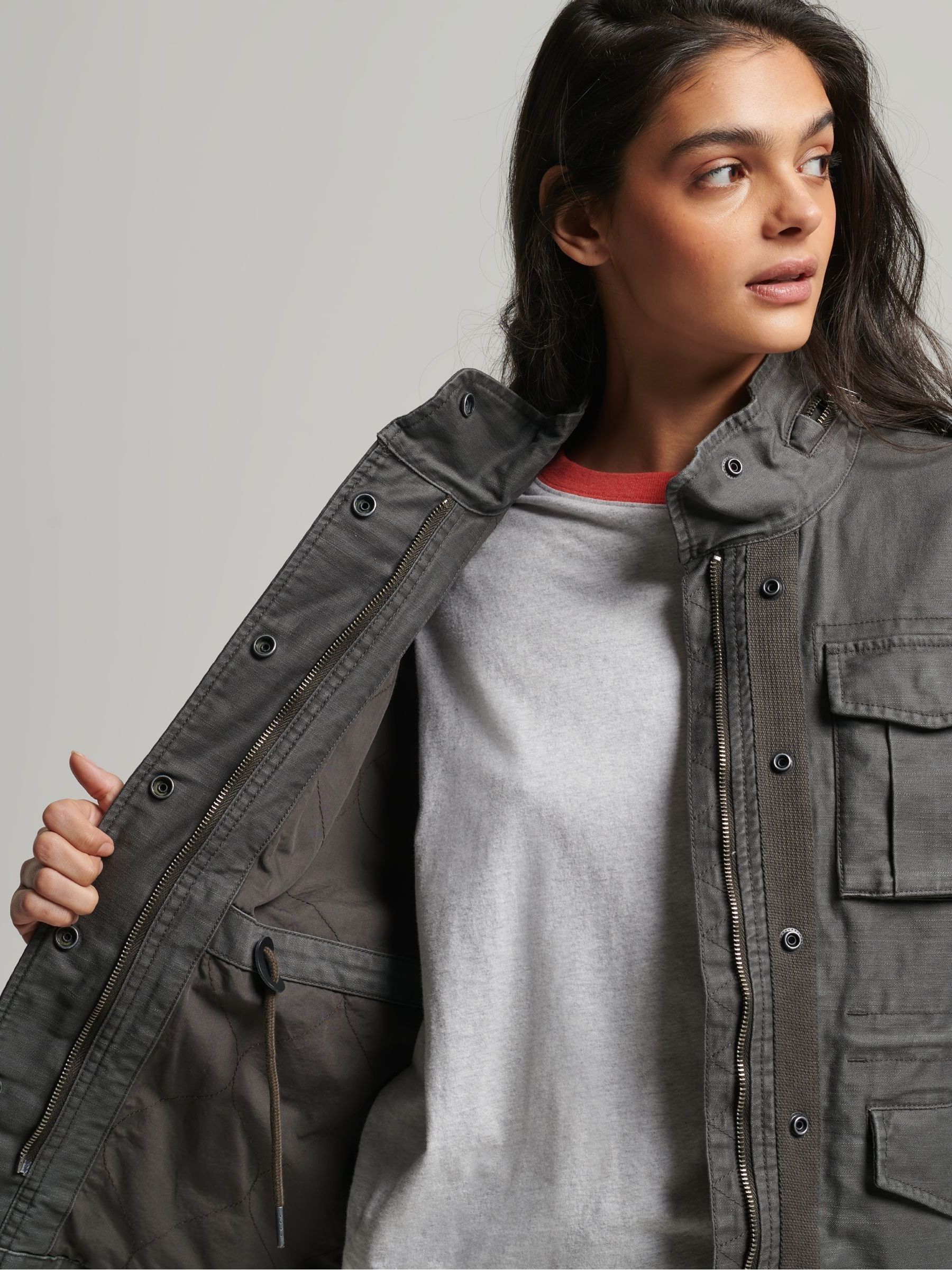 Superdry grey leather jacket store