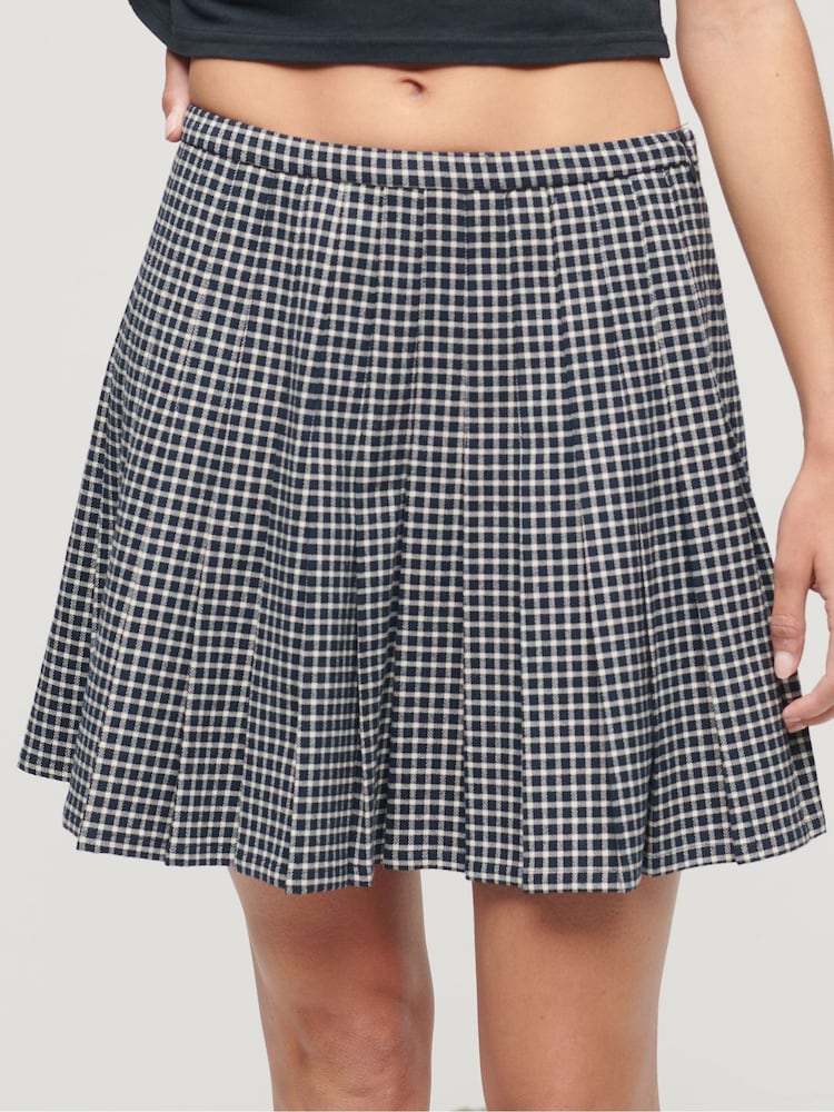 Superdry Blue Vintage Womens Pleated Mini Skirt - Image 1 of 4