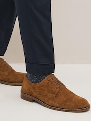 Tan Brown Suede Derby Shoes - Image 1 of 7