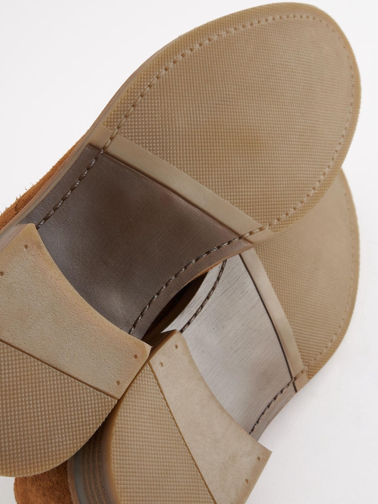 Tan Brown Suede Derby Shoes - Image 4 of 7
