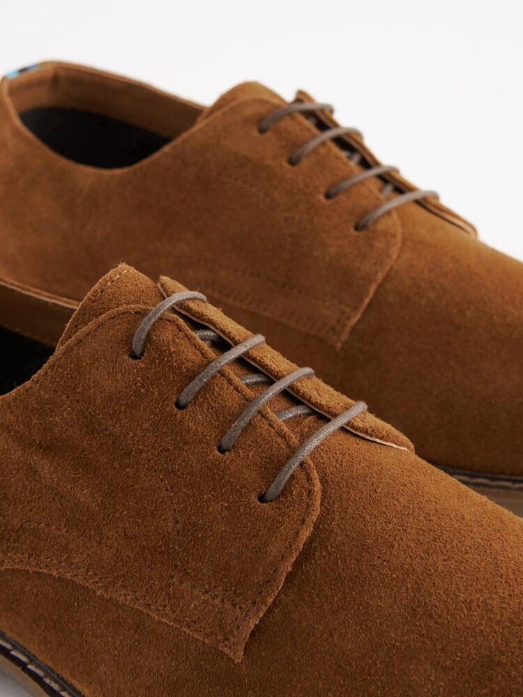Tan Brown Suede Derby Shoes - Image 5 of 7