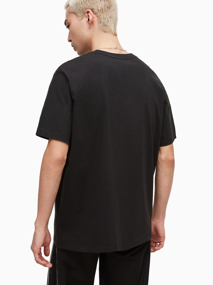 AllSaints Black Andromeda Short Sleeves 100% Cotton Crew T-Shirt - Image 2 of 5 AllSaints Black Andromeda Short Sleeves 100% Cotton Crew T-Shirt - Image 2 of 5
